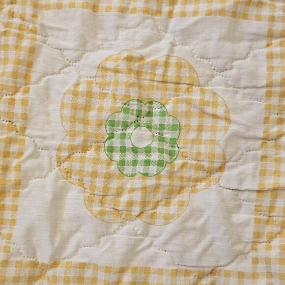 Retro‎ Country Quilted Thin Bedspread Coverlet Yellow Green Queen King Floral - Picture 4 of 12